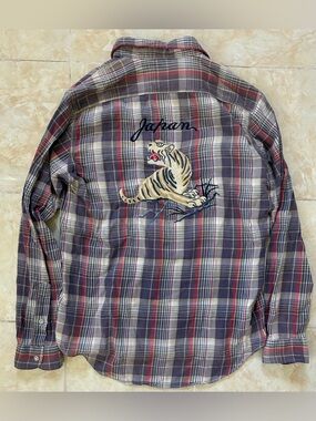 RARE Ralph Lauren Vintage Japan Tiger Embroidered Flannel